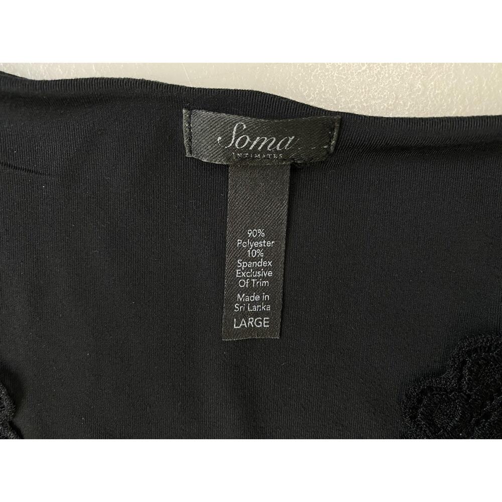 Soma Nightgown Womens Large Black Crochet Lace Short Sleeve Knit Chemise Lounge - Picture 8 of 9